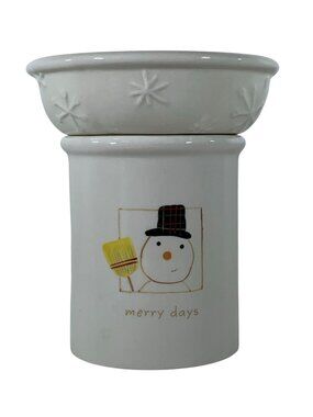 Snowman Wax Melt Warmer Hallmark Ceramic Embossed Snowflake Design 5.5" X 4.5"